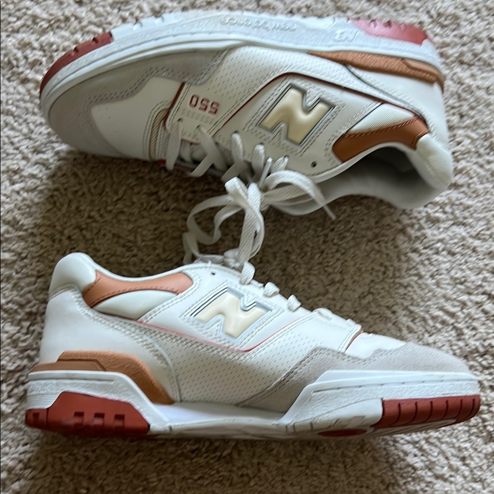 New Balance White and Orange Sneakers
